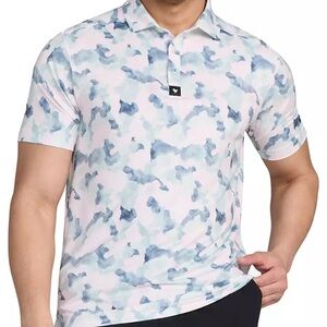 NWT Bad Birdie Men's Mirage Oasis Golf Polo White Blue Pink Large & 2XL Active